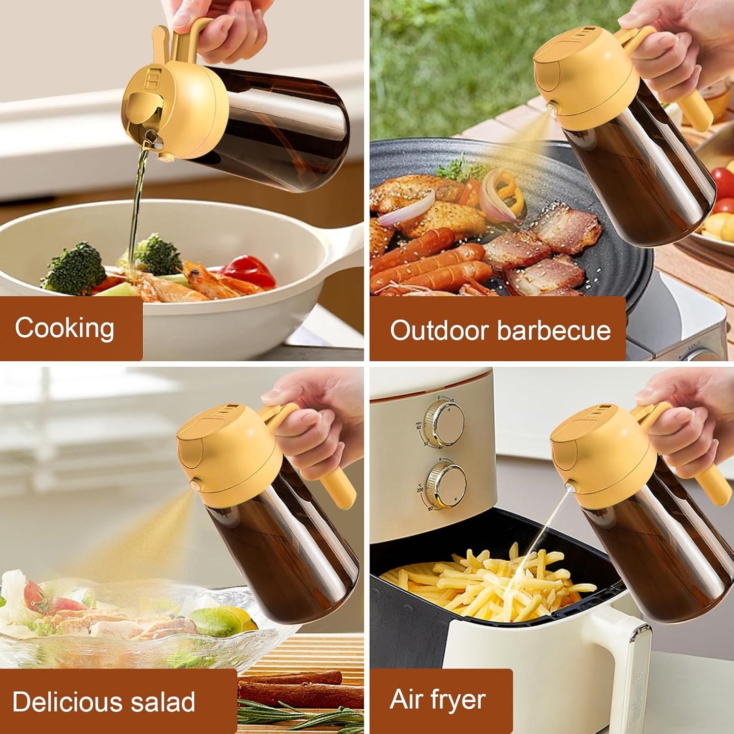 YARRAMATE Light Blocking Oil Sprayer - 16oz Food-Grade Olive Oil Dispenser Bottle | Dark Amber Glass for Kitchen & BBQ