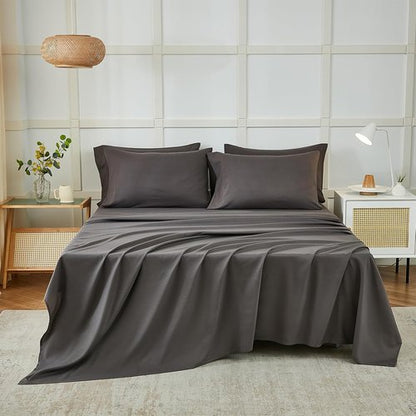 ILAVANDE Queen Sheets Set - Luxury 1800 Series Microfiber, Wrinkle-Free & Breathable | 6-Piece in Neutral Grey