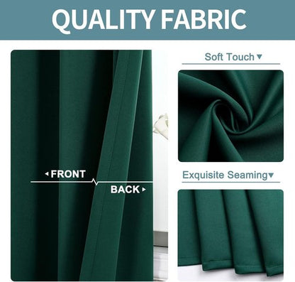 ChrisDowa Small Window Curtains - Grommet Thermal Insulated Room Darkening Panels (Forest Green, 52 x 36 Inch)