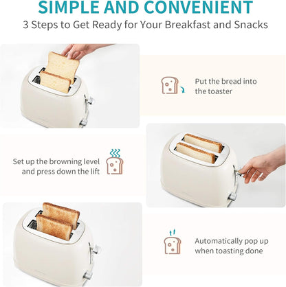 Ultrean 2-Slice Toaster - Extra-Wide Slot for Bagels & Waffles | Stainless Steel with 6 Browning Settings