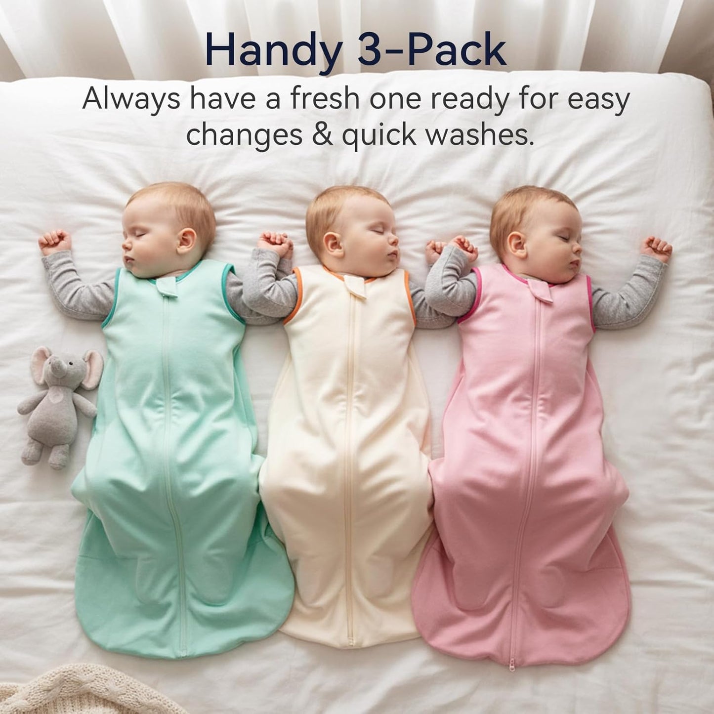 Skiennix Baby Sleep Sack | 100% Cotton Wearable Blanket for 12-18 Months | 3-Pack, Breathable & Lightweight with 2-Way Zipper