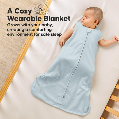 2-Pack Baby Sleep Sacks, Zipper Wearable Blanket - 0.5TOG Organic Cotton, Lightweight, Soft Cozy Toddler Sleeping Sack 6-12 months,Easy to Wear Large Newborn Transition Swaddles Sleepsacks(Glacier, M)