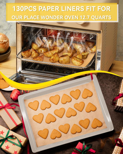 Regine Switzerland 130PCS Air Fryer Liners - Disposable Parchment Paper Sheets for 12.7 Quart Oven