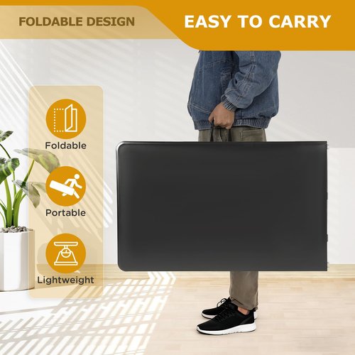 FDW 8FT Folding Table Half Portable Foldable Table Picnic Table for Office Home Camping Party (Black, 8 FT)