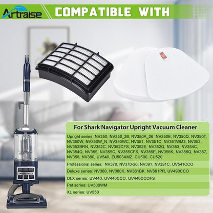 Artraise Vacuum Filter Replacement - 1+3 Pack for Shark Navigator Lift-Away NV350 Series | Compatible with XFF350 & XHF350