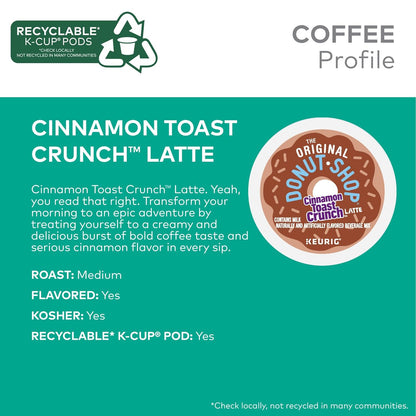 Original Donut Shop Cinnamon Toast Crunch Latte K-Cup Pods - One-Step Brewing, 60 Count