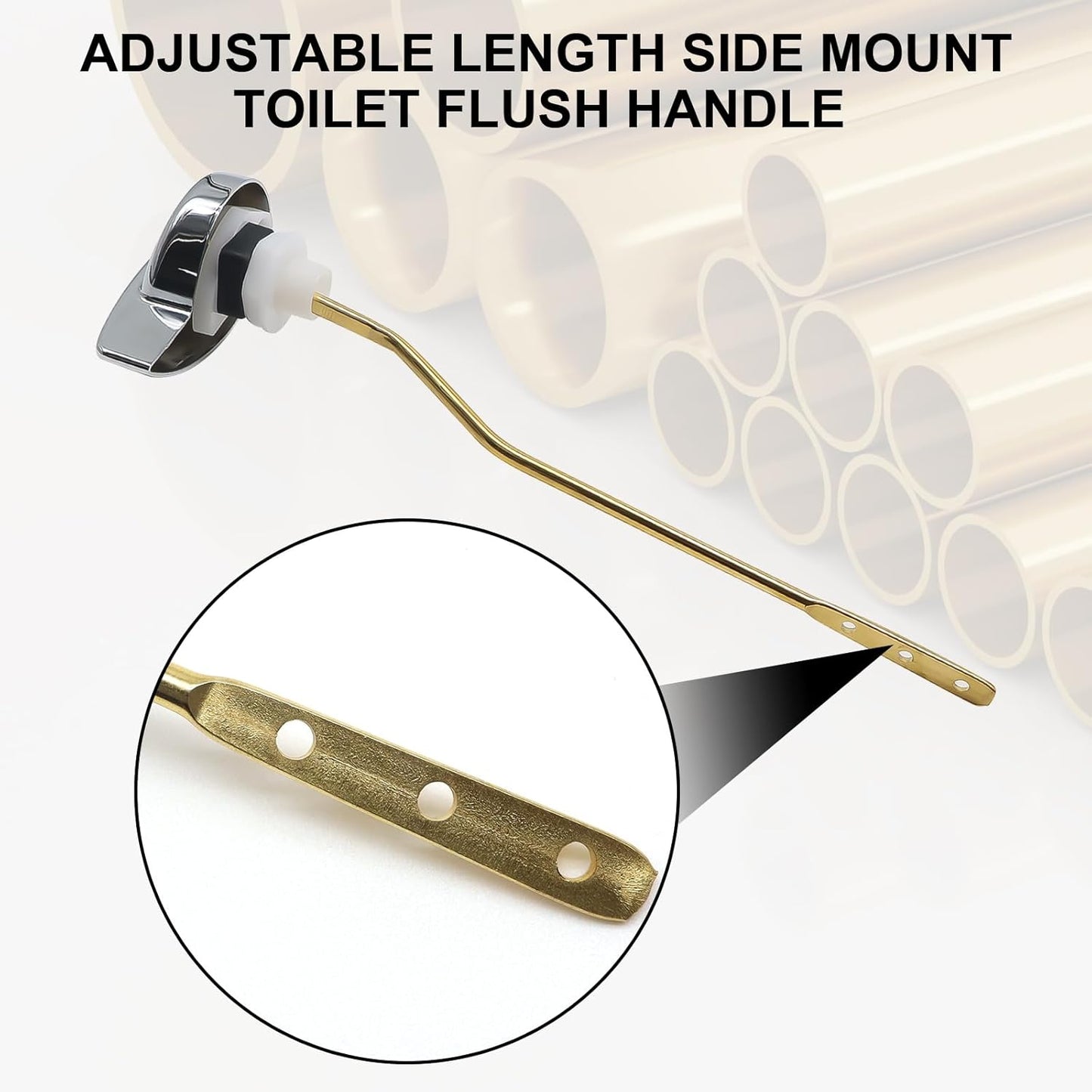 Toilet Handle Replacement Kit - Side Mount Flush Tank Lever Universal Brass Fit Most Toilets