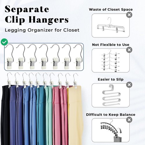 HOUSE DAY Legging & Yoga Pants Hangers - Space-Saving Clips for Closet Organization | 20 Pack in Ivory
