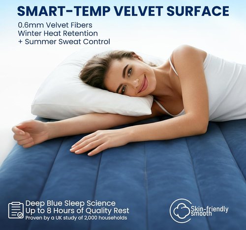 KINGJERRY Queen Air Mattress - 18" Raised Inflatable Bed with Built-In Pump | Leakproof & Comfortable for Home Guests and Camping, Supports 800 lbs