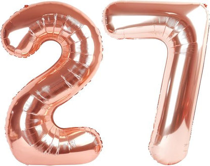 27 Balloon Number - Rose Gold Foil Birthday Decoration for Men & Women | Large 27th Celebration