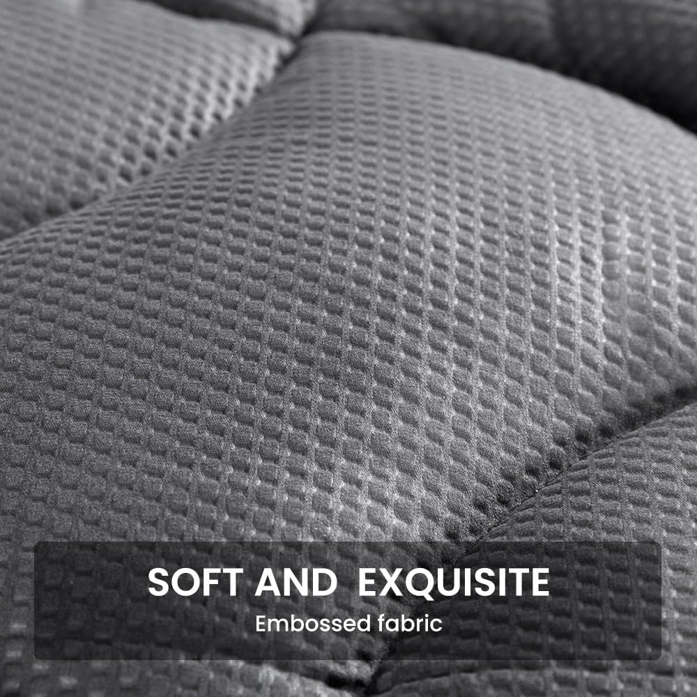 Sleep Zone Cooling Queen Mattress Topper - Premium Breathable Pad Cover | Deep Pocket 8-21" (Grey)
