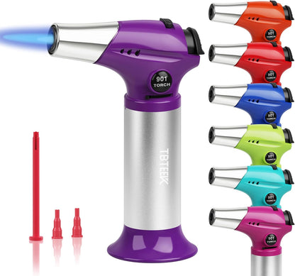 TBTEEK Butane Torch T901 - Adjustable Flame Kitchen Torch with Safety Lock for Cooking & BBQ | Purple