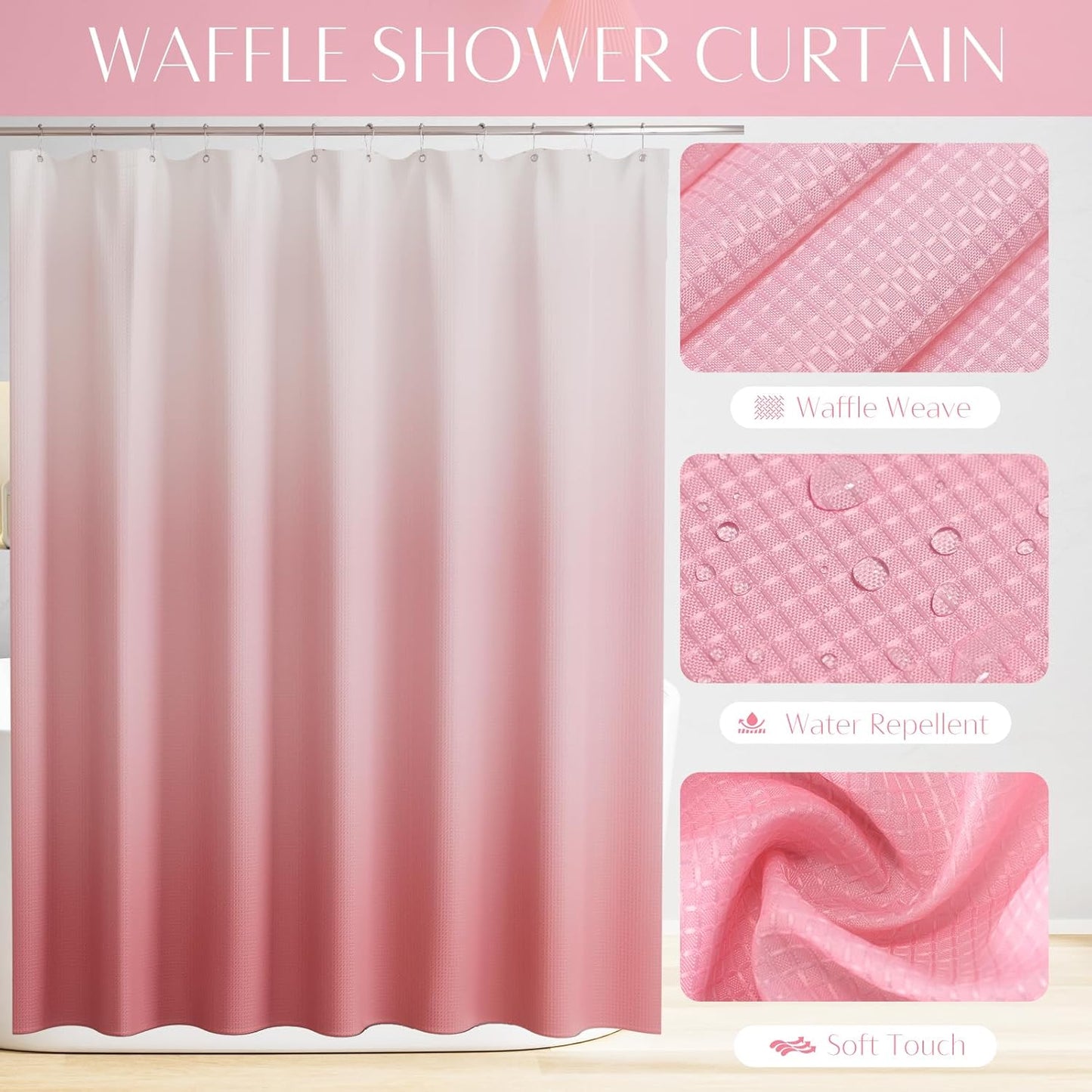 WSBArt 32PCS Bathroom Set - Stylish Pink Shower Curtain & Rug Accessories with Trash Can