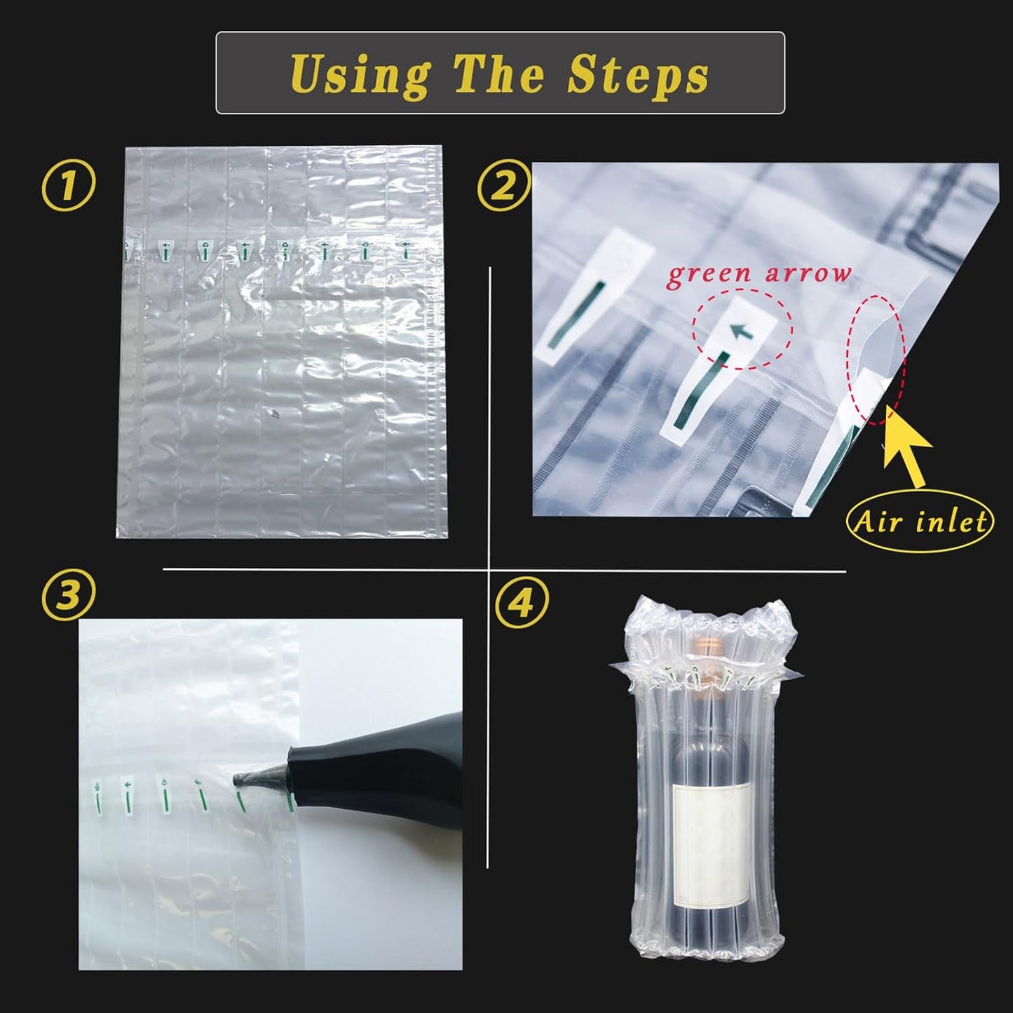 STAYWILD 10 Packs Wine Bottle Travel Protector & Inflatable Bags Airplane, Air Column Bubble Cushion Wrap Pouches for Shipping Packing Transport