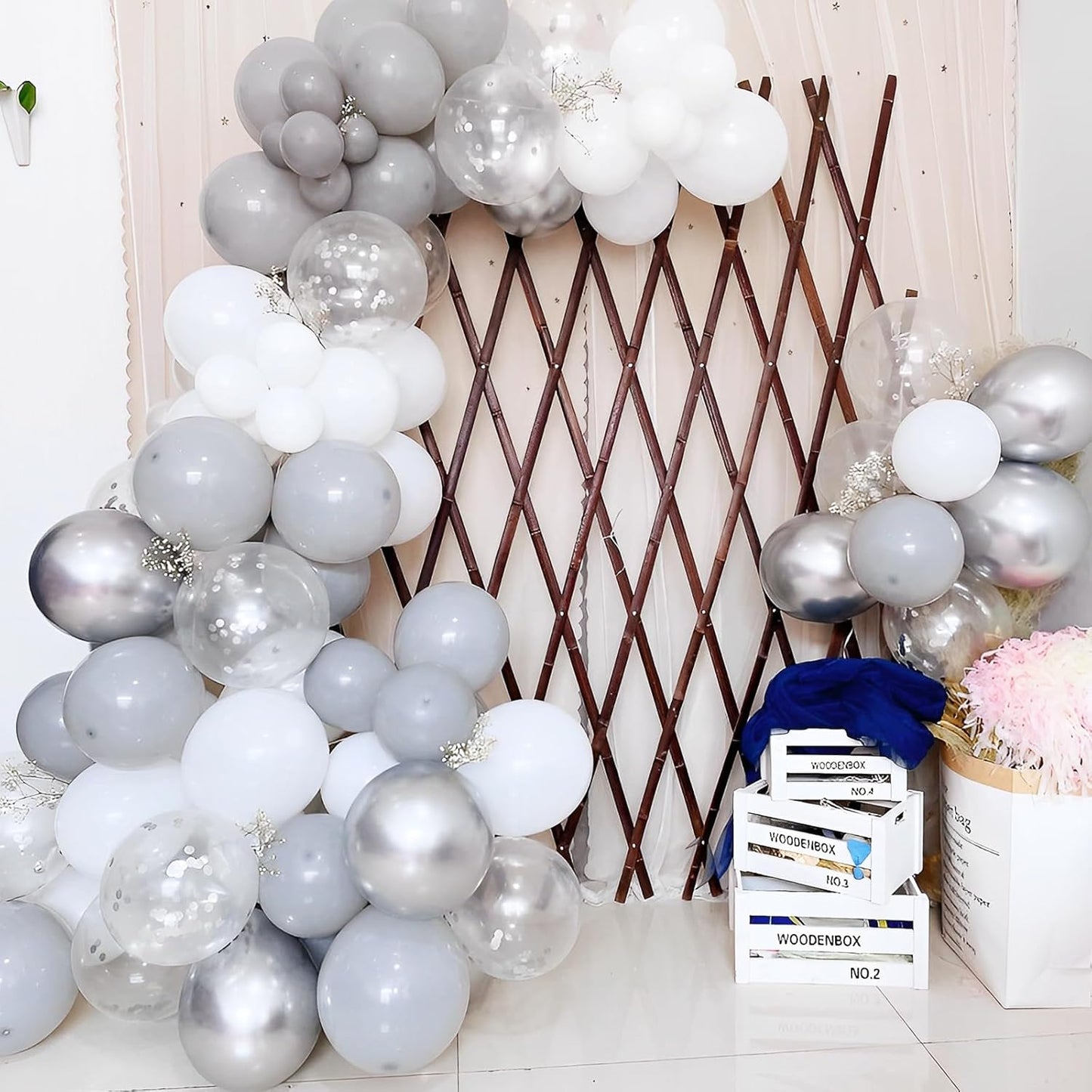 Voircoloria Gray Balloon Garland Arch Kit - 90 Pack in Pastel Grey | 18/12/10/5 Inch for Weddings, Graduations & More