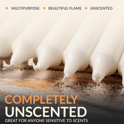 PAMI Traditional Shabbat Candle Sticks - Unscented Taper Candles | 12-Pack with 3 Hours Burn Time