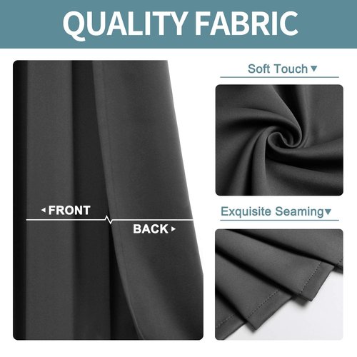 ChrisDowa Small Window Curtains for Kitchen and Bedroom - Grommet Short Thermal Insulated Room Darkening Curtains (2 Panels, Dark Grey, 52 x 36 Inch)