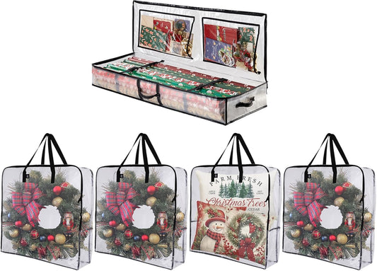 VENO Wrapping Paper Storage Bag - 5 Pack for Christmas Wreaths | Multi-Use Gift Storage Solution