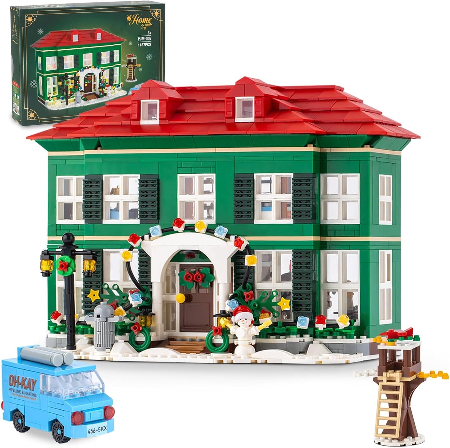 Skiennix Christmas House Building Set - 1187PCS Light-Up Holiday Kit for Adults & Movie Fans
