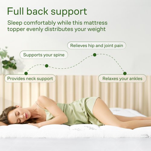 Ultra Soft Full Size Mattress Topper - Viscose Made from Bamboo Pillow Top Mattress Pad for Back Pain Relief - Naturally Cooling for Hot Sleepers, White
