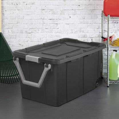 Regine Switzerland 40-Gallon Industrial Storage Bin - Heavy-Duty Resin Plastic with Locking Lid | Deep Gray