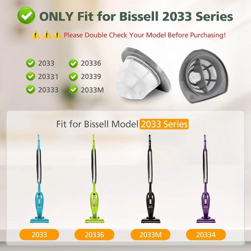 Bissell 2033 Replacement Filter - 6-Pack Mesh & Foam Filters for Featherweight Vacuum