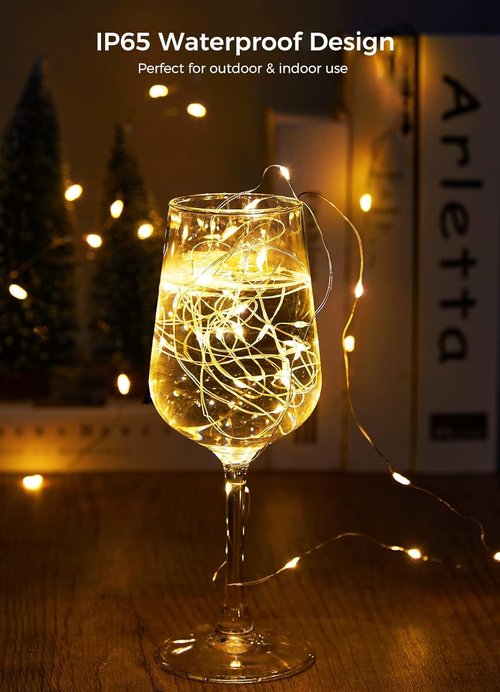 Brightown LED Fairy Lights - 12 Pack Waterproof Silver Wire String Lights | 7 Feet, 20 LEDs for Weddings & Parties