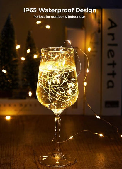 Brightown LED Fairy Lights - 12 Pack Waterproof Silver Wire String Lights | 7 Feet, 20 LEDs for Weddings & Parties