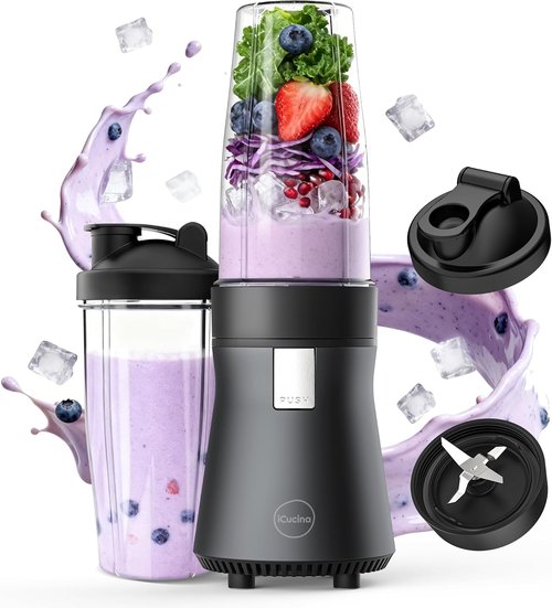 iCucina Smoothie Blender - 700W Personal Blender for Shakes & Smoothies | Includes 2 x 28oz Portable Cups
