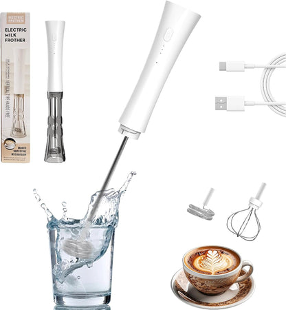 Skiennix Milk Frother Wand - 2000mAh Rechargeable Handheld Mixer for Latte, Cappuccino & Matcha | 3 Speed Adjustable