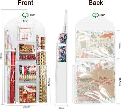 Oxford Extra Large Gift Wrapping Paper Storage Bag - Double-Sided Christmas Wrapper Organizer, 48x24