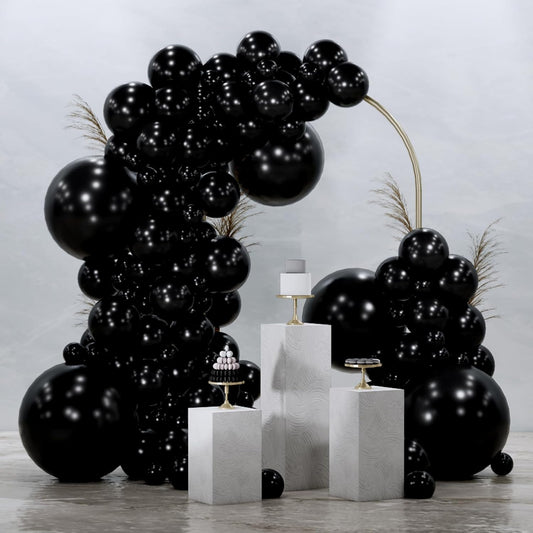 PartyWoo Black Balloons - 145-Piece Arch Kit with Various Sizes for Baby Showers & Birthdays
