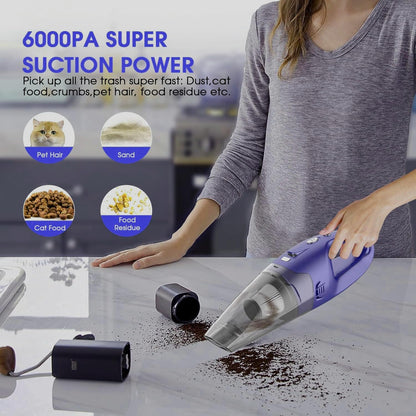 YOOHI Handheld Vacuum - Cordless Rechargeable Mini Vacuum with 6000Pa Suction | LED Light, 20-25 Min Runtime, 500ML Cup