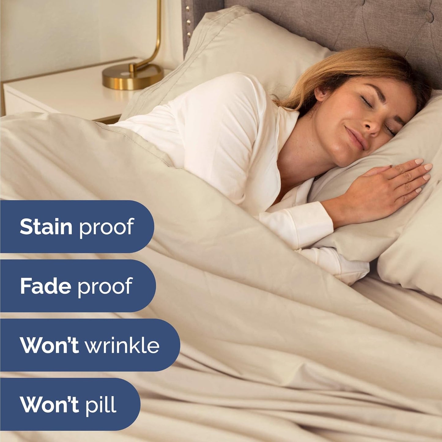 Skiennix Twin Size 3-Piece Sheet Set - Comfy Cooling Bed Sheets - Ultra-Soft, Deep Pockets, Wheat Color