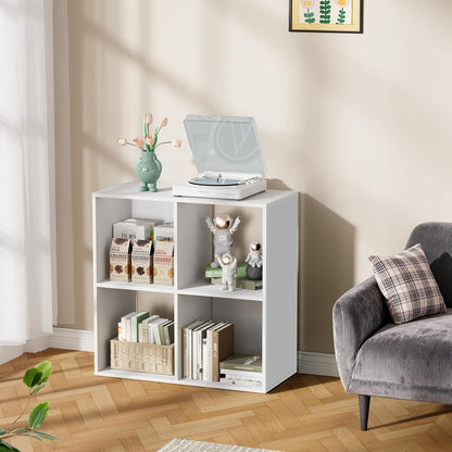 Skiennix 4 Cube Storage Organizer - Stylish Freestanding Bookcase for Bedroom & Home Office | White