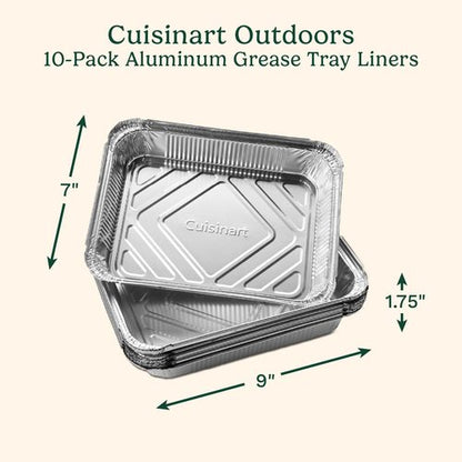 Cuisinart Heavy-Duty Aluminum Grease Tray Liners - 10-Pack Disposable Drip Trays for Griddles | Compatible with CGG-9020 & CGG-9748