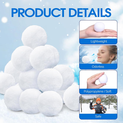 Skiennix Snow Toy Balls - 20 Pack Soft Plush Indoor Snow Fight Balls for Kids | Winter Fun & Christmas Decor