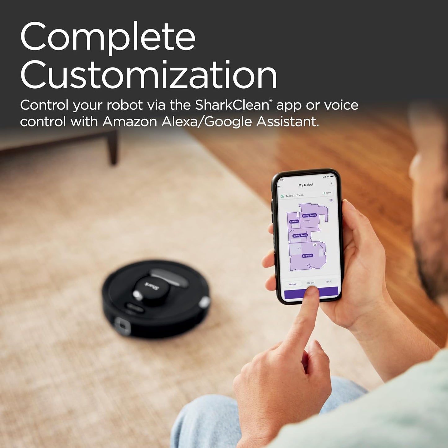 Shark PowerDetect Robot Vacuum - Self-Emptying with NeverStuck Tech | WiFi, HEPA, Black, Ideal for Pet Hair