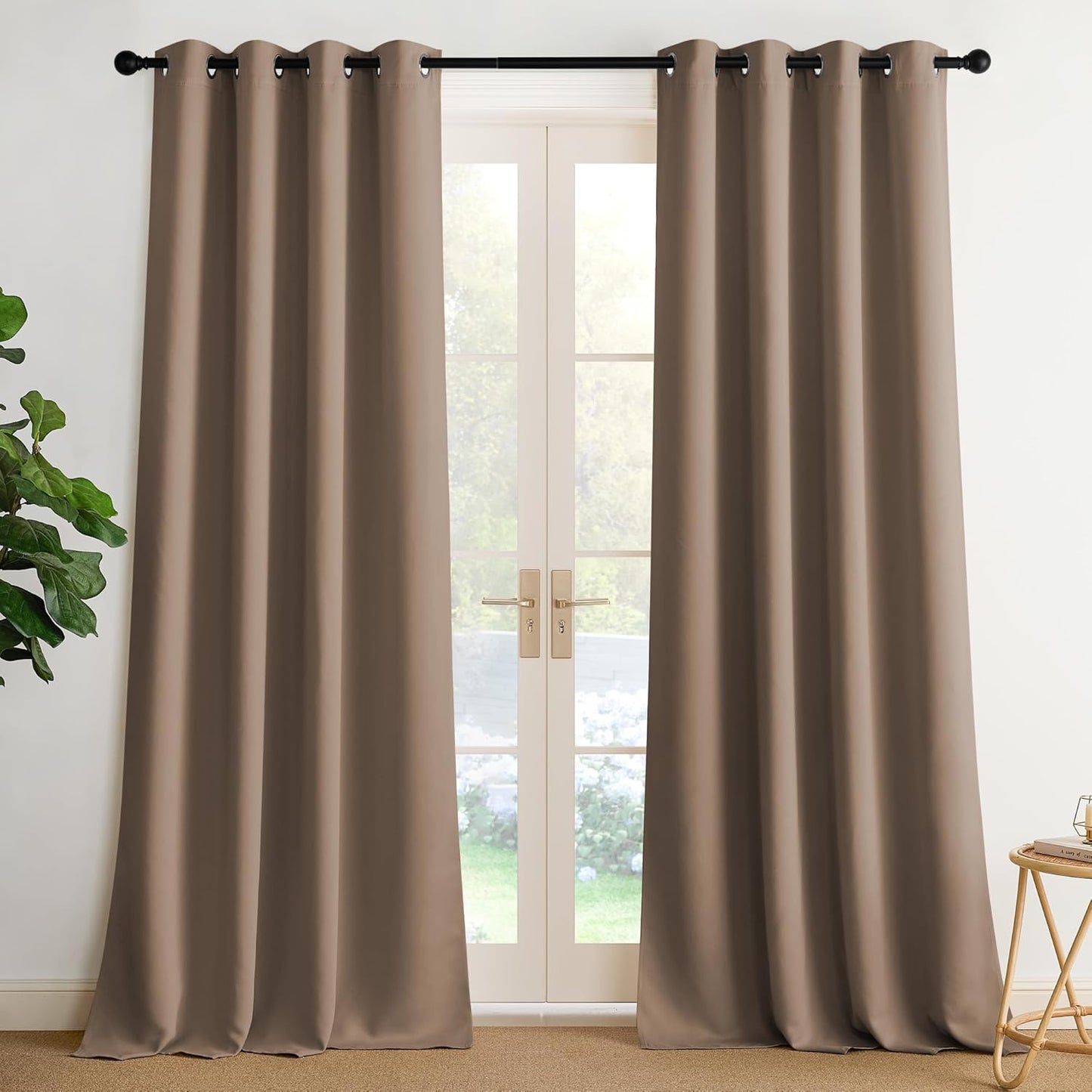 NICETOWN Cappuccino Grommet Drapes - Thermal Insulated Window Treatments | Heavy-Duty, 2 Panels, W52 x L95