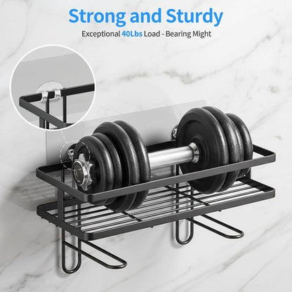 Elegant Shower Caddy - 6 PCS Waterproof Adhesive Hooks & Strips for Easy Bathroom Storage
