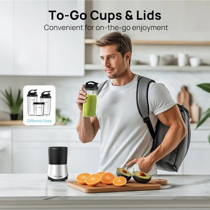 Consciot CB08 11-Piece Blender - Perfect for Shakes, Smoothies & Baby Food | 900 Peak Watts, 3 To-Go Cups