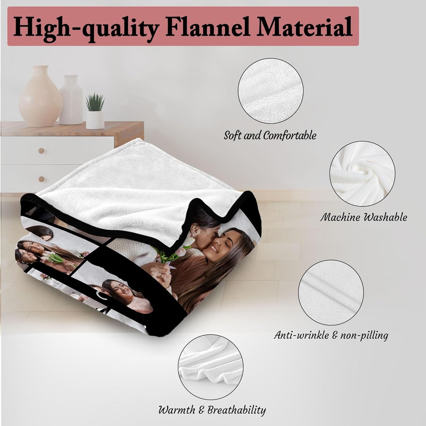 Regine Switzerland Custom Picture Blanket - Personalized Mother's Day Gift for Mom | Ships Next Day