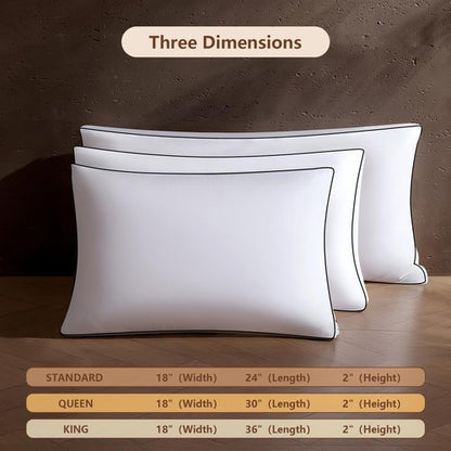 Feather Down Pillows King Size Set of 2 Pack,Luxury Hotel Collection Bed Pillows for Sleeping, Fluffy Soft Medium Firm Down Surround Gusseted Pillows for Side Back Stomach Sleepers 20 x 36 in