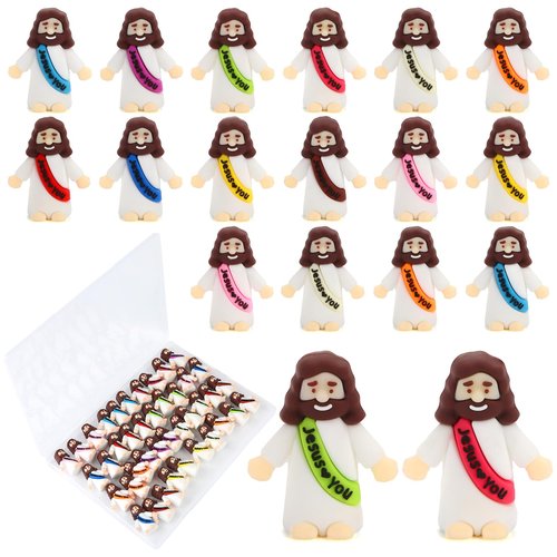 40 Pcs Mini Jesus Figurines in Bulk, Little Jesus Loves You Figures to Hide Tiny Action Figure for Crafts Pocket Seek Religious Gifts Christmas Stuffers Fillers Sunday School Baptism Christ Savior