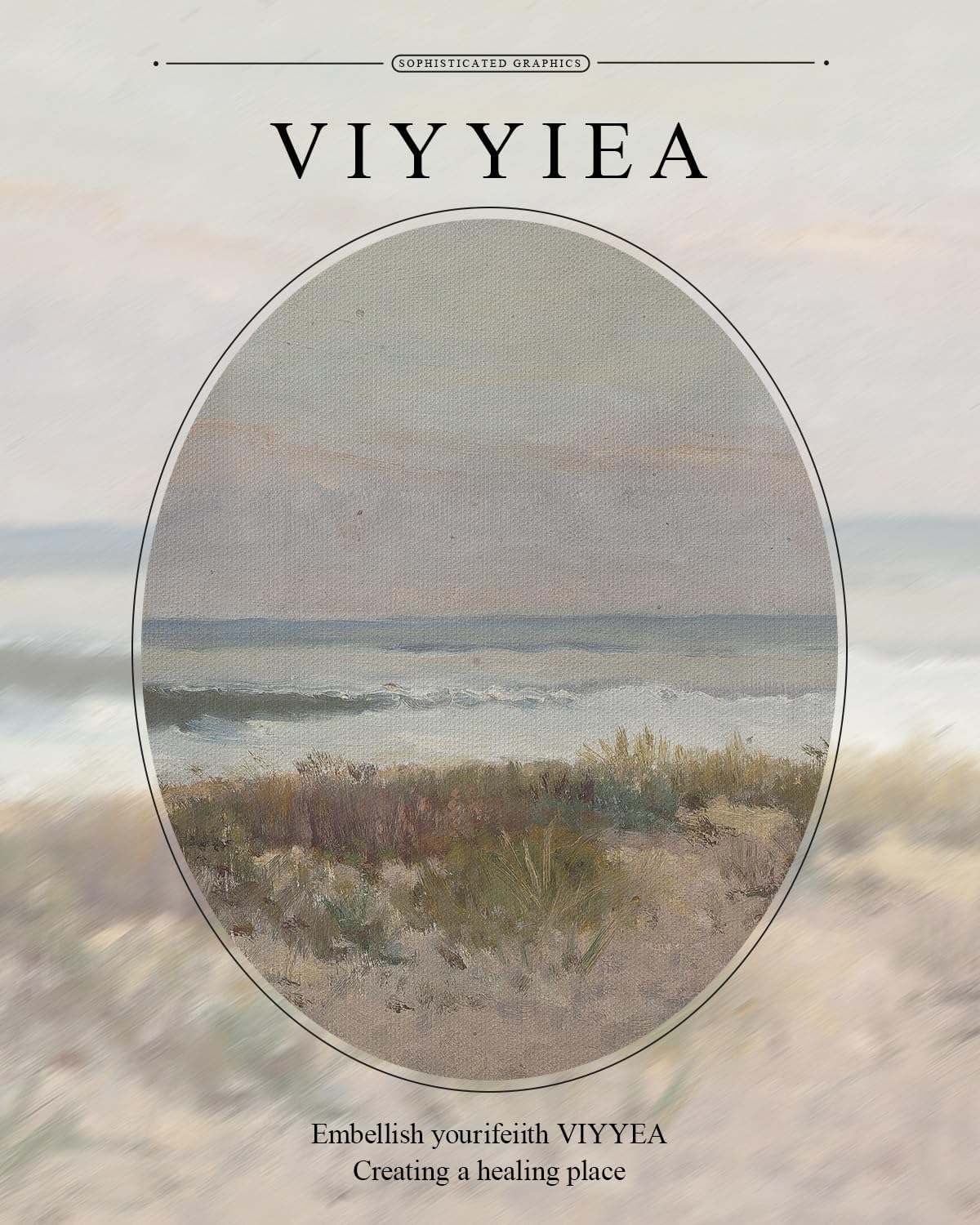 VIYYIEA Gold Framed Canvas Wall Art - Classical Coastal Scenery for Home Decor | 16x20in