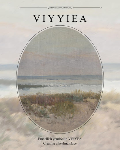 VIYYIEA Gold Framed Canvas Wall Art - Classical Coastal Scenery for Home Decor | 16x20in