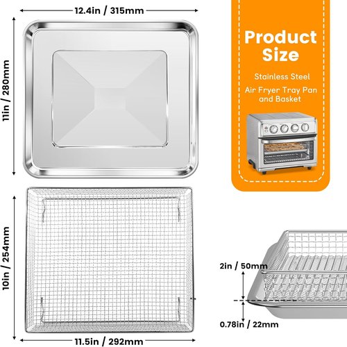 Cuisinart Air Fryer Basket Tray - Replacement Mesh Steel Rack for TOA-60/65/70 | 12.4" x 11" Dishwasher Safe
