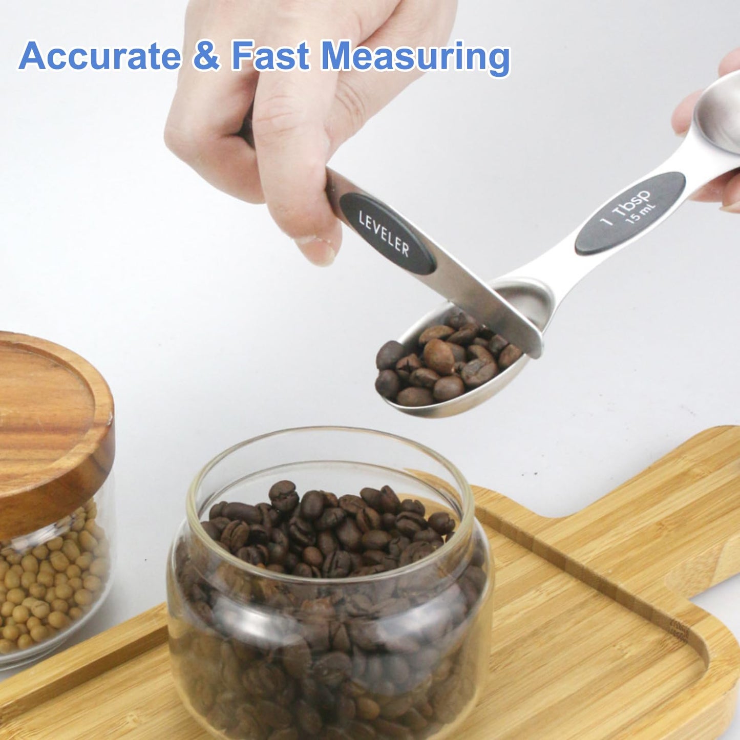 Spalivivre Magnetic Measuring Cups and Spoons Set, 16PCS with 7 Stainless Steel Measuring Cups 8 Magnetic Spoons and 1 Leveler for Measure Dry and Liquid Ingredients, Dishwasher Safe and Stackable