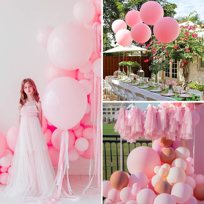 PartyWoo 36-Inch Baby Pink Balloons - Pastel Latex Helium Balloons for Baby Showers & Celebrations