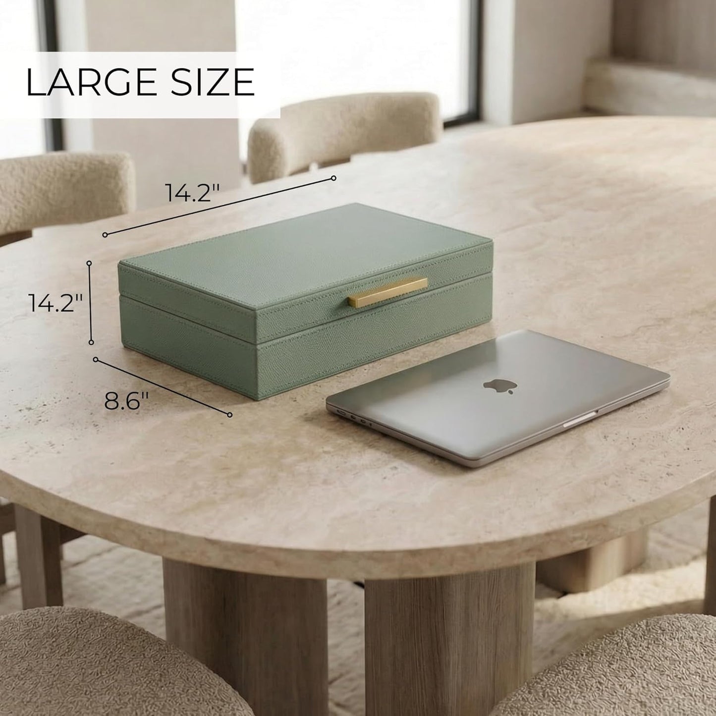 ZICOTO Decorative Storage Boxes - Set of 2 Stylish PU Leather Organizers for Bookshelf Decor | Safely Store Photos & Keepsakes